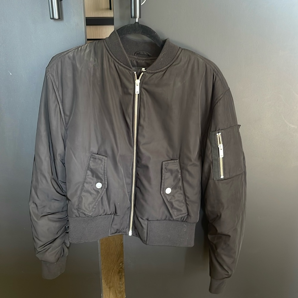 XS 7 for all Mankind black bomber jacket